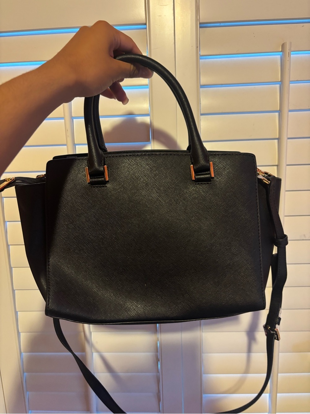MICHAEL KORS Black Leather Satchel with Gold Hardware - Picture 3 of 5